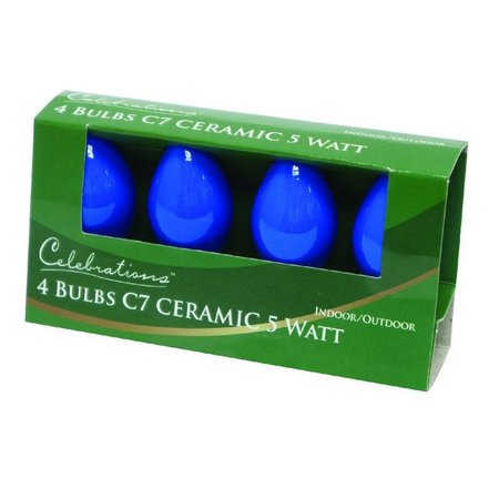 CELEBRATIONS Incandescent C7 Blue 4 ct Replacement Christmas Light Bulbs BU4C7OBLA